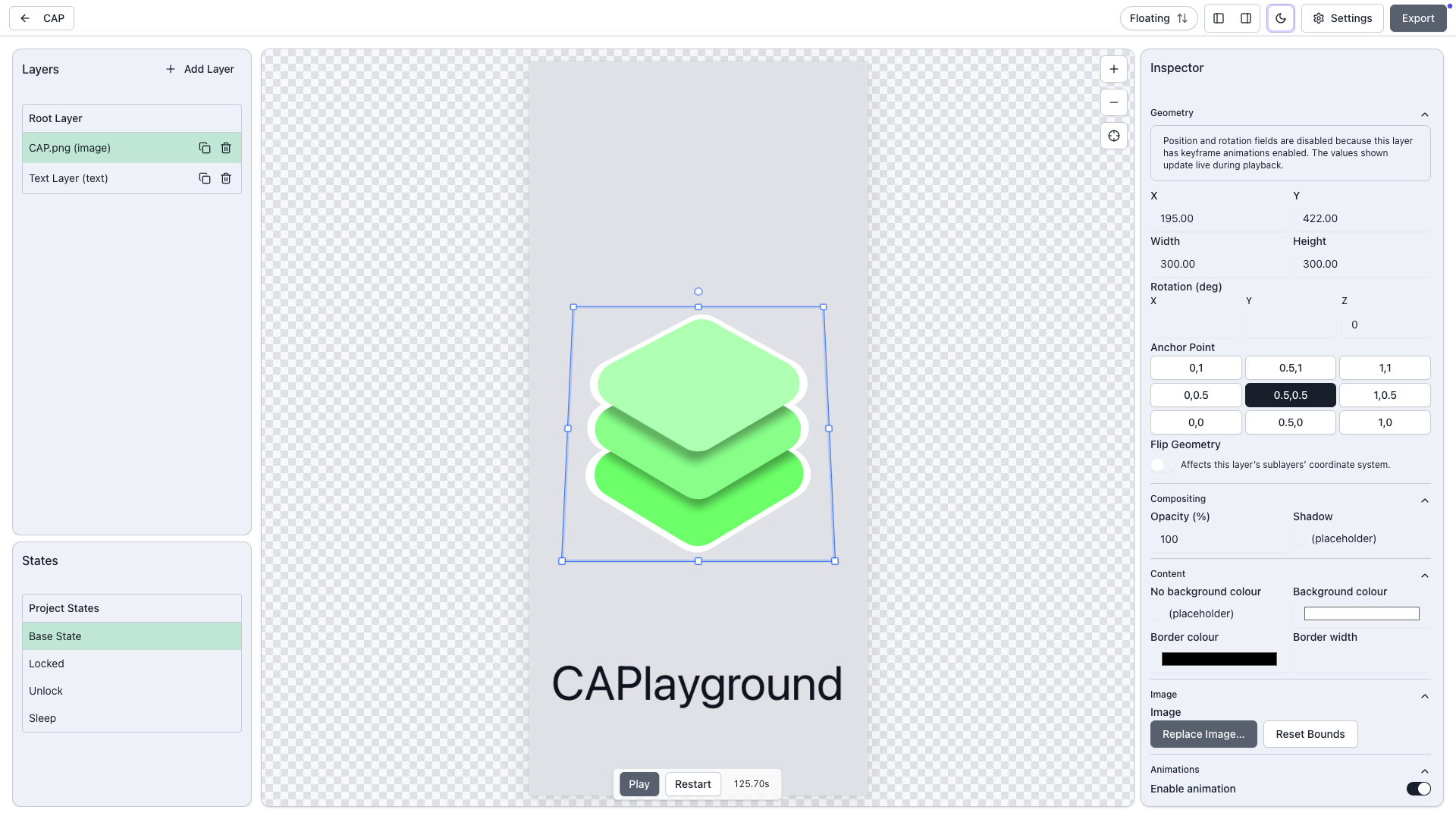 CAPlayground app preview (light)
